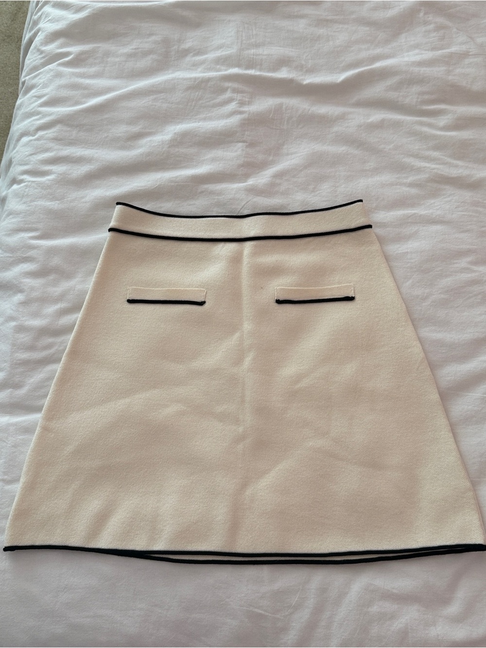 OAK + FORT Cream A-Line Skirt with Black Trim